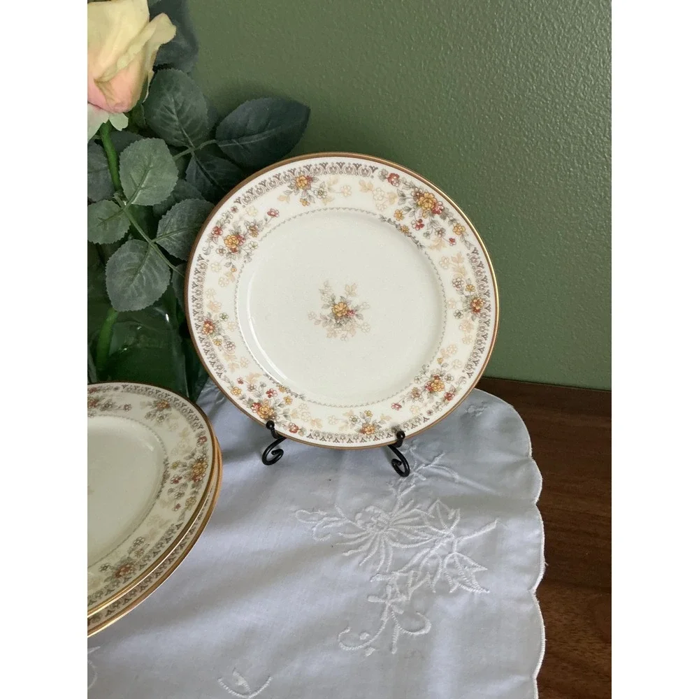 Noritake Salisbury Dessert Plates, Set of 4, Vintage Floral China